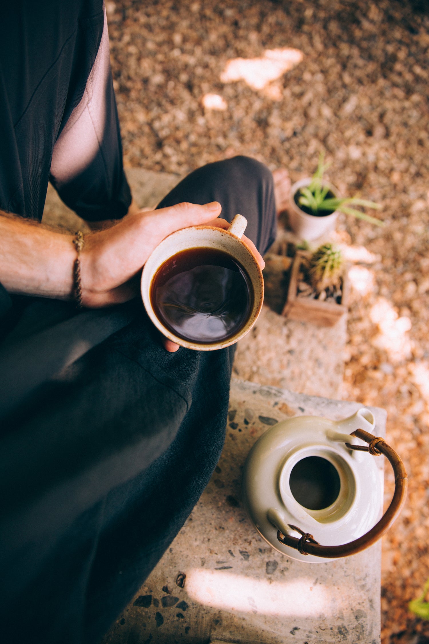 drinking coffee outside